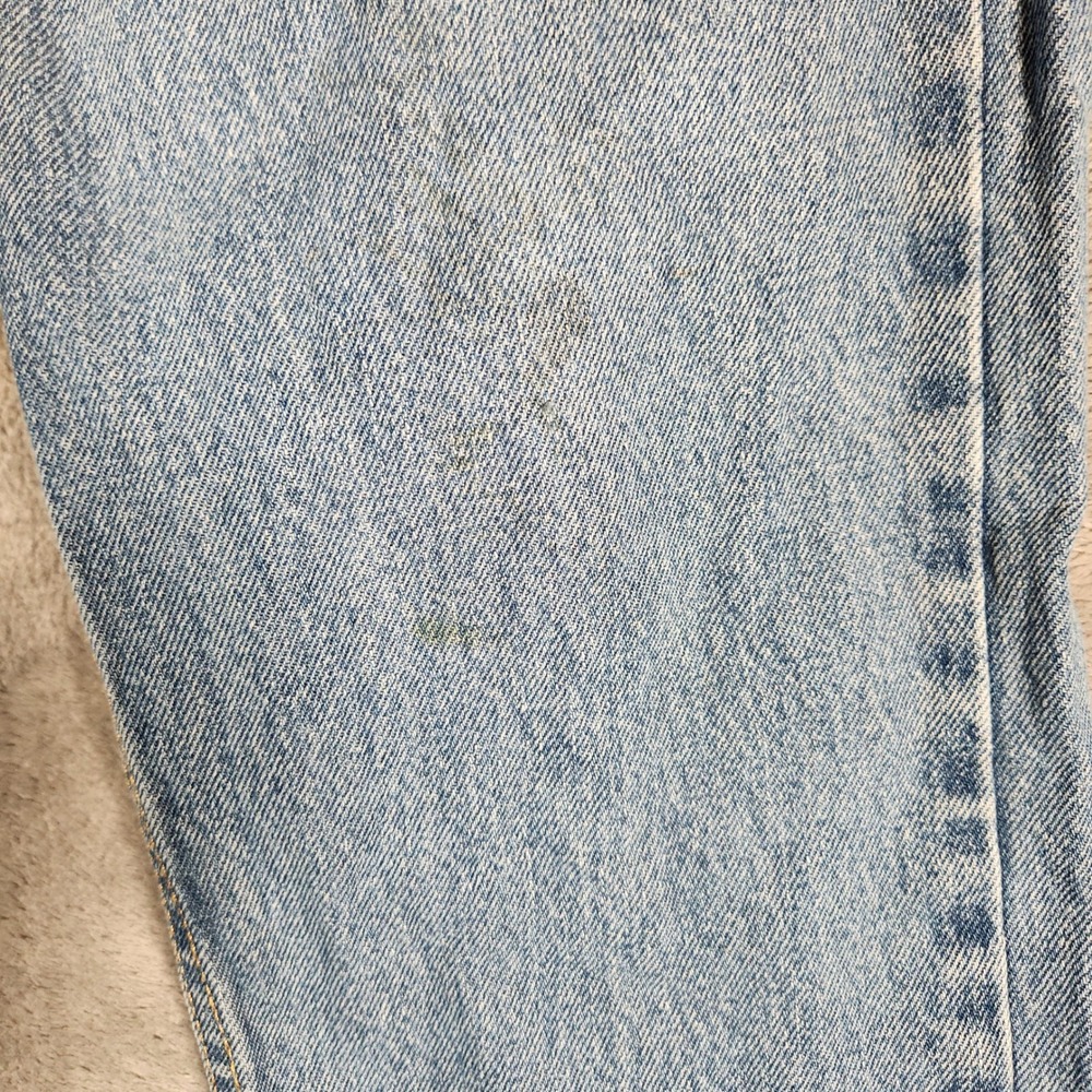 Levi's 505 Jeans Mens‎ 34X30 Blue Light Wash Button Fly Straight Leg STAIN - Picture 2 of 13